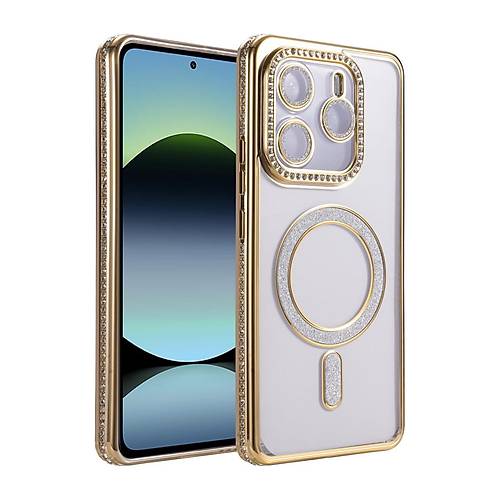 Redmi Note 14 4G Joke Simli Magneticsafe K�l�f - Gold
