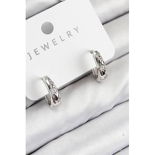 Pirin� Zirkon Ta�l� Halka Model G�m�� Renk Kad�n K�pe