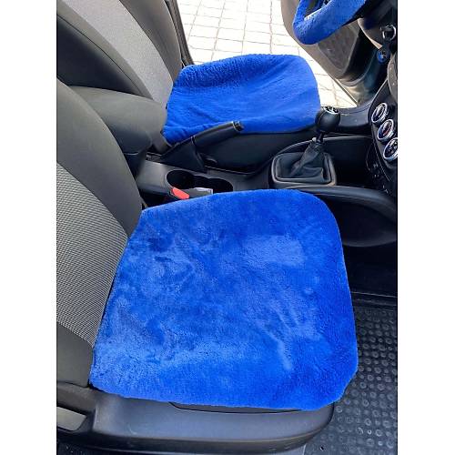 Yumu�ak T�yl� Pelu� Serme Oto Koltuk Koruyucu Minder �n 2'li Mavi