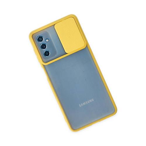 Galaxy M52 5G K�l�f Palm Buzlu Kamera S�rg�l� Silikon - Sar�