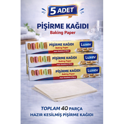 Luxev Pi�irme Ka��d� Haz�r Kesilmi� 8 Par�a Ya�l� Ka��t F�r�n Ka��d� Baking Paper 5 Adet