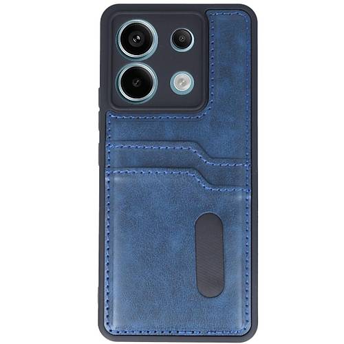 Redmi Note 13 Pro 5G K�l�f Sara Kartvizitli Deri K�l�f - Lacivert