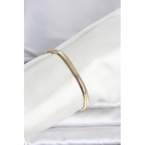 CM 14K Gold Renk Yass� Zincir Y�lan Model Kad�n Bileklik