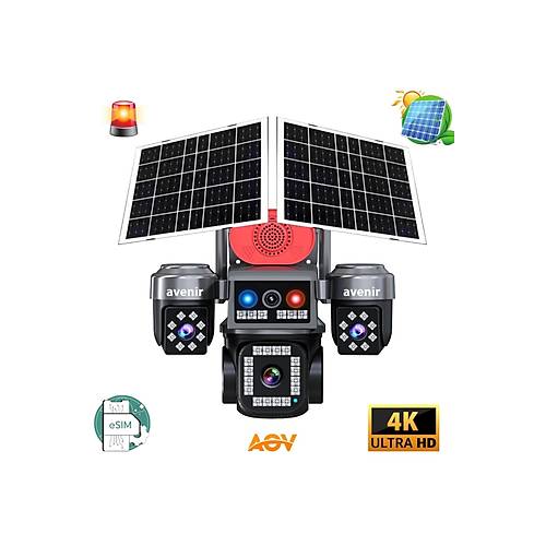 Avenir 4K Ultra HD Solar G�venlik Kameras� (3 Lensli, eSIM, AOV)