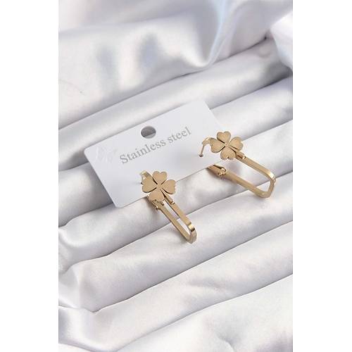 316L �elik Alt�n Renk Geometrik Yonca Model K�pe