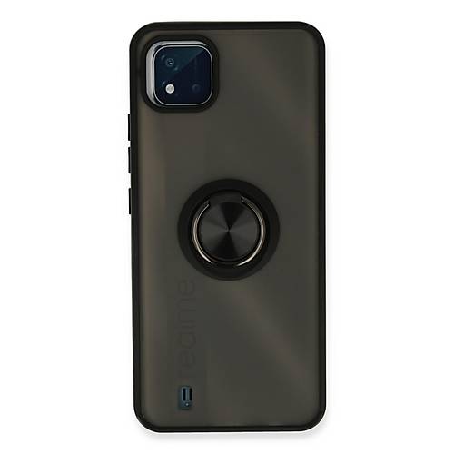 Realme C11 2021 K�l�f Montreal Y�z�kl� Silikon Kapak - Siyah