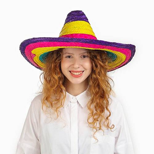 Sombrero Meksika �apkas� Renkli �rme Has�r �ocuk Boy