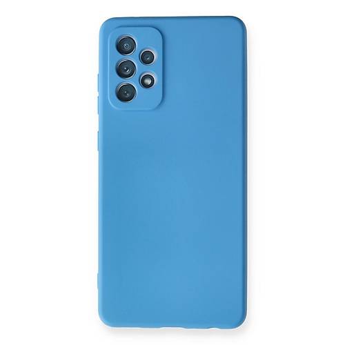 Galaxy A72 K�l�f Nano i�i Kadife Silikon - Mavi