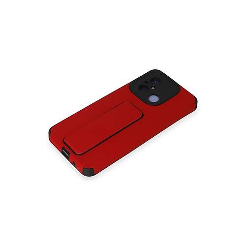 Redmi 12C K�l�f Mega Standl� Silikon - K�rm�z�