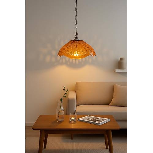 Bal Rengi Akrilik Avize Modern Dekoratif Ayd�nlatma 35x35x12 cm