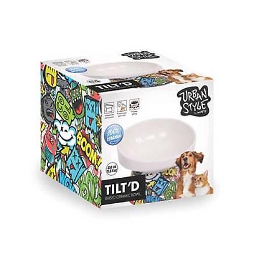 Urban Style Seramik Kedi Mama ve Su Kab� Color Mix 350 Ml 14,5x14,5x11,5 Cm