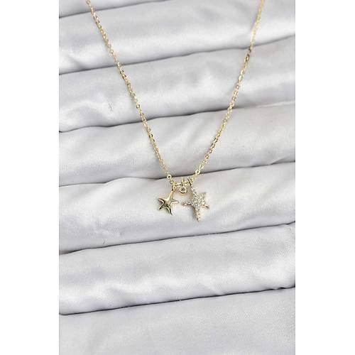 Pirin� Gold Renk Y�ld�z Minimal Kad�n Kolye