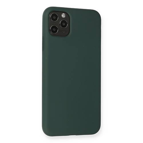 iPhone 11 Pro Max K�l�f Nano i�i Kadife Silikon - Koyu Ye�il