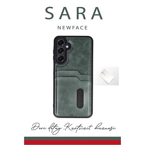 Galaxy S24 FE K�l�f Sara Kartvizitli Deri K�l�f - Siyah