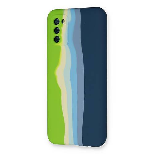 Galaxy A03S K�l�f Ebruli Lansman Silikon - Ye�il-Koyu Ye�il