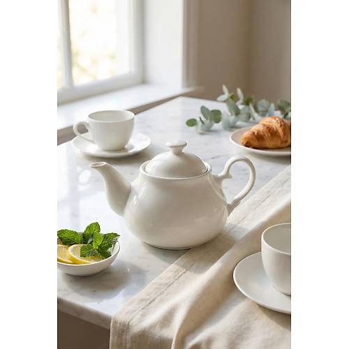 750 ml Beyaz Porselen Demlik & ��k Kahvalt� Ve �ay Saati Sunum Gereci