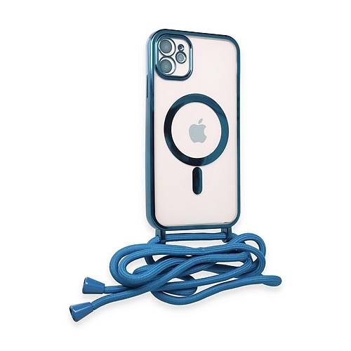 iPhone 11 K�l�f Divo Lazer Ask�l� Magsafe Kapak - Sierra Blue