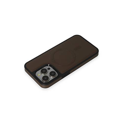 iPhone 15 Pro Max K�l�f Ozzi Magsafe Deri Kapak - Natural Grey