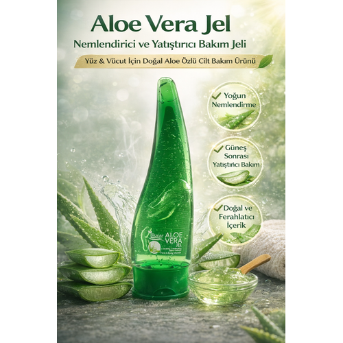 Aloe Vera Jel Nemlendirici ve Yat��t�r�c� Bak�m Jeli Y�z ve V�cut ��in Do�al Aloe �zl� Cilt Bak�m �r�n�