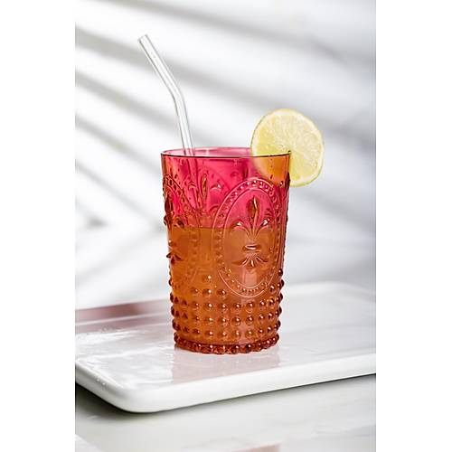 Akrilik K�rm�z� Tekli K�sa Bardak & Su Me�rubat Kahve Yan� Barda�� 400 ml ( Cam De�ildir )
