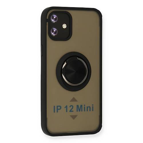 iPhone 12 K�l�f Montreal Y�z�kl� Silikon Kapak - Siyah