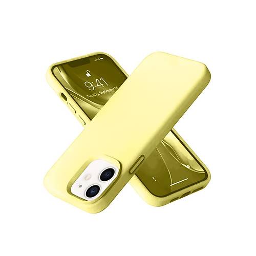 iPhone 12 K�l�f Nano i�i Kadife Silikon- Sar�