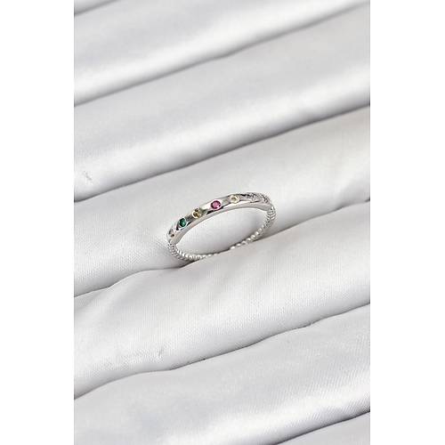 Pirin� G�m�� Renk Renkli Zirkon Ta�l� Kad�n Y�z�k