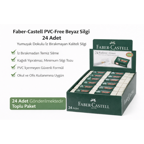 No24 PVC Free Beyaz Silgi 24 Adet Standl� Kutu �z B�rakmayan Yumu�ak Okul Ofis Silgisi