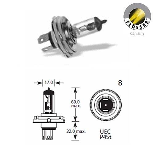 Fl�sher H4 Halojen Far Amp�l� 12 Volt 60/55 Watt