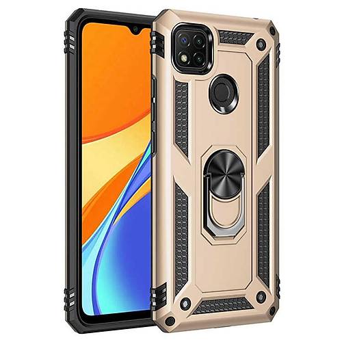 Redmi 9C K�l�f Sofya Y�z�kl� Silikon Kapak - Gold