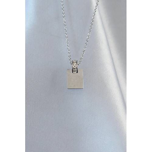 316L �elik Zincir G�m�� Renk Zirkon Ta�l� A�k Mektubu Kolye