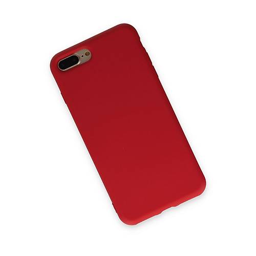 iPhone 7 Plus K�l�f Nano i�i Kadife Silikon - K�rm�z�