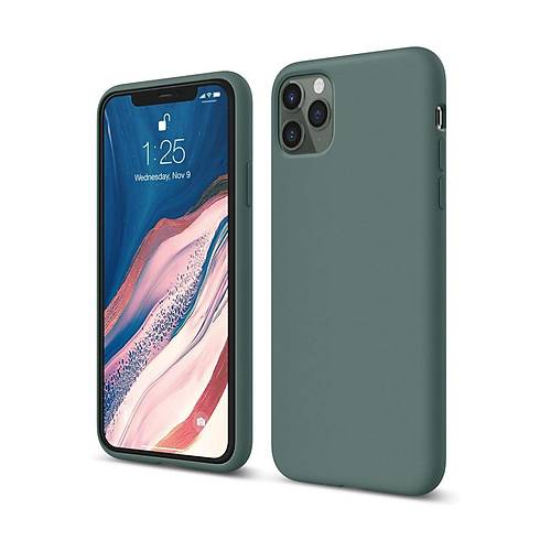 iPhone 11 Pro K�l�f First Silikon - Koyu Ye�il