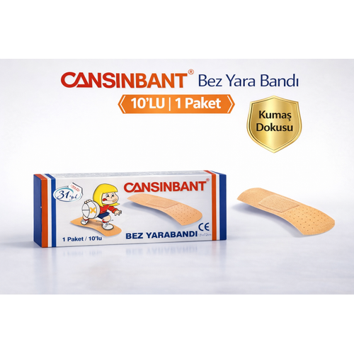 Cansinbant Bez Yaraband� 10 lu 1 Paket 1,9 x 7,2 cm Fabric First Aid Plaster