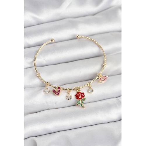 G�l Charml� Gold Renk Pirin� Kad�n Bileklik