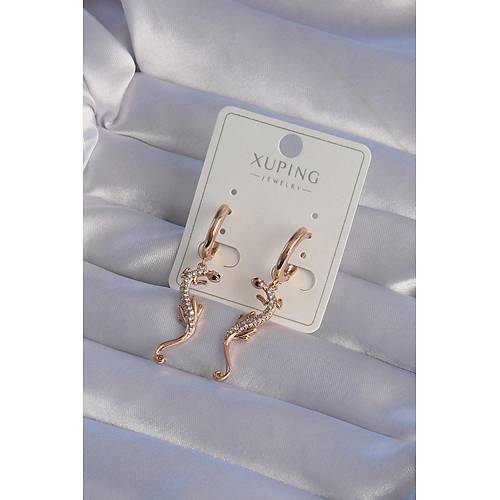 XUP�NG Rose Renk Zirkon Ta�l� Kertenkele Model Halka K�pe