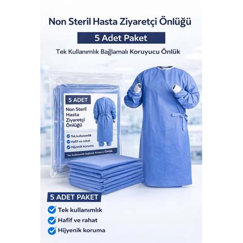 Non Steril Hasta Ziyaret�i �nl��� 5 Adet � Tek Kullan�ml�k Ba�lamal� Koruyucu �nl�k