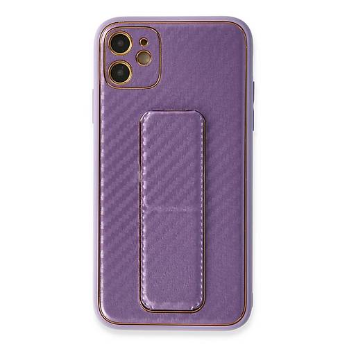 iPhone 12 K�l�f Coco Karbon Standl� Kapak - Mor