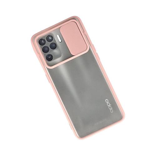 Reno 5 Lite K�l�f Palm Buzlu Kamera S�rg�l� Silikon - Pembe