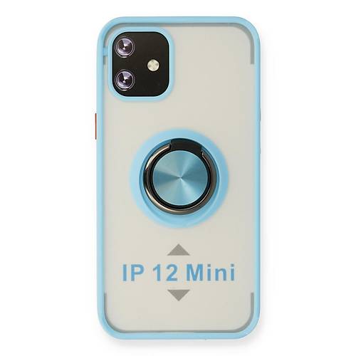 iPhone 12 Mini K�l�f Montreal Y�z�kl� Silikon Kapak - Buz Mavi