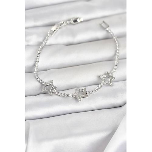 Pirin� G�m�� Renk Y�ld�z Model Zirkon Ta�l� Su Yolu Kad�n Bileklik