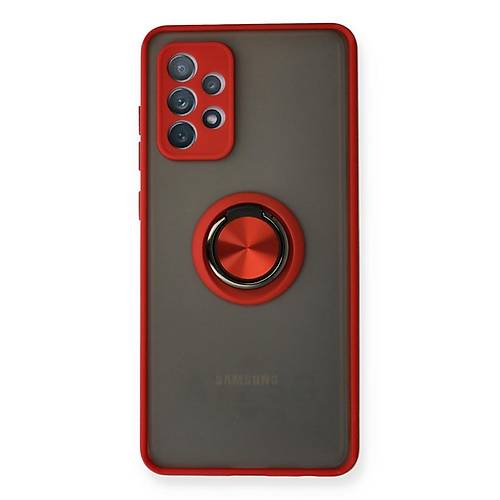 Galaxy A72 K�l�f Montreal Y�z�kl� Silikon Kapak - K�rm�z�