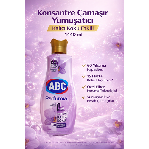 Konsantre �ama��r Yumu�at�c� Kal�c� Koku Etkili Zarif �i�ek Kokulu 60 Y�kama 1440 ml