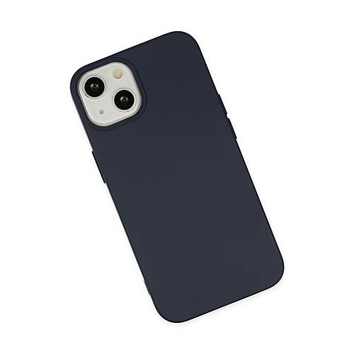iPhone 14 K�l�f Nano i�i Kadife Silikon - Lacivert