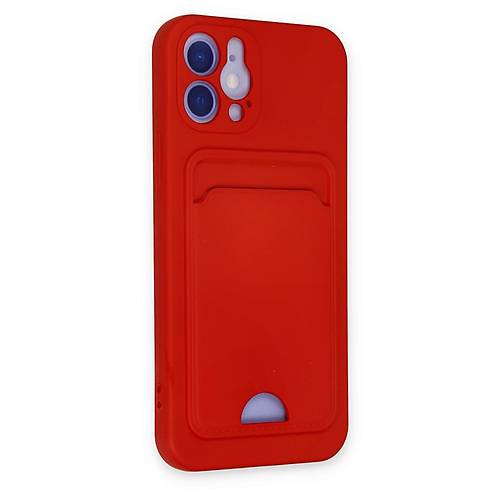 iPhone 12 K�l�f Kelvin Kartvizitli Silikon - K�rm�z�