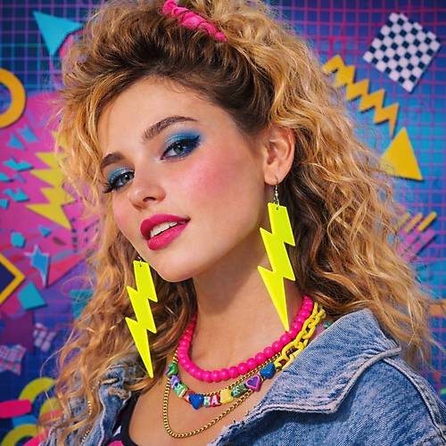 80�ler 90'lar Retro Neon Sar� �im�ek K�pe 10 cm