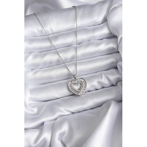 316L �elik Zincir G�m�� Renk Baget Zirkon Ta�l� Kad�n Kolye