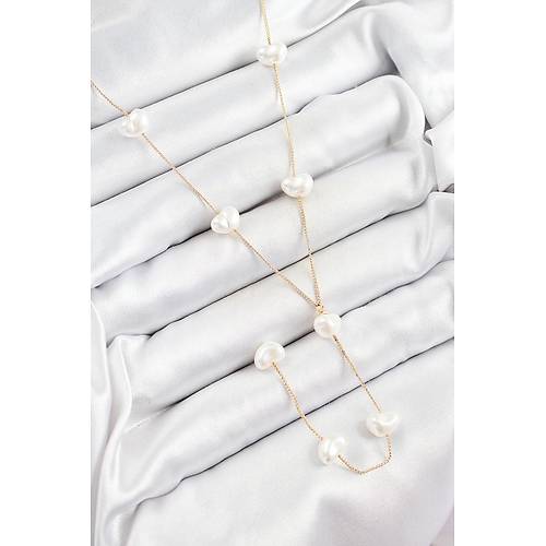 Pirin� �ncili Kalp Fig�rl� Y Model Gold Renk Kad�n Kolye