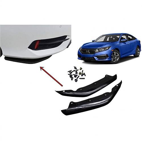 Honda Civic FC5 2016-2021 Uyumlu �n Tampon Aero Flap Piano Black 2 Par�a