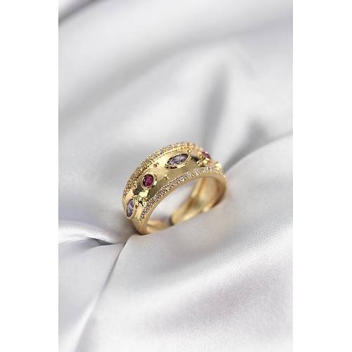 Gold Renk Zirkon Ta�l� Vintage Kad�n Y�z�k